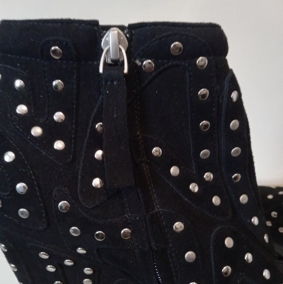 Camilla Skovgaard Black Suede Studded Wedge Ankle Boots - Picture 7 of 13
